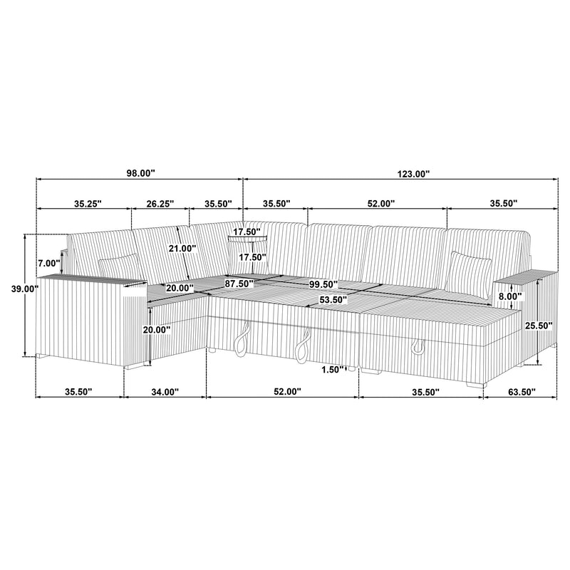 Devonshire Pull-Out Sleeper Sectional Sofa