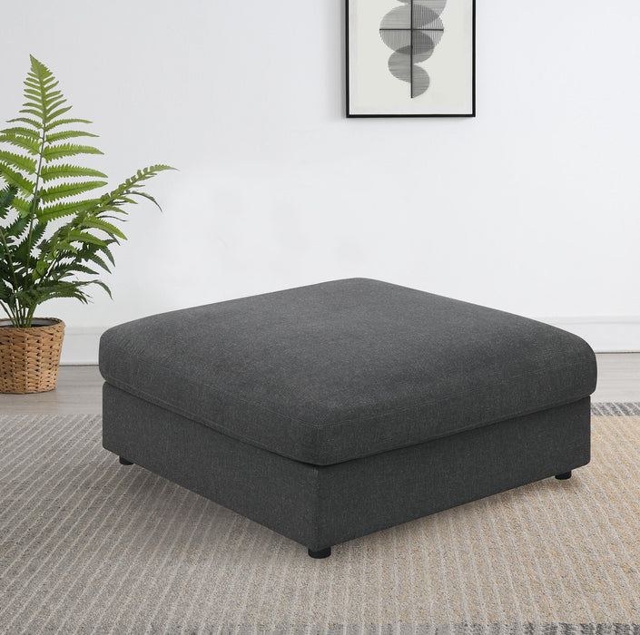 Serene Upholstered Rectangular Ottoman Charcoal