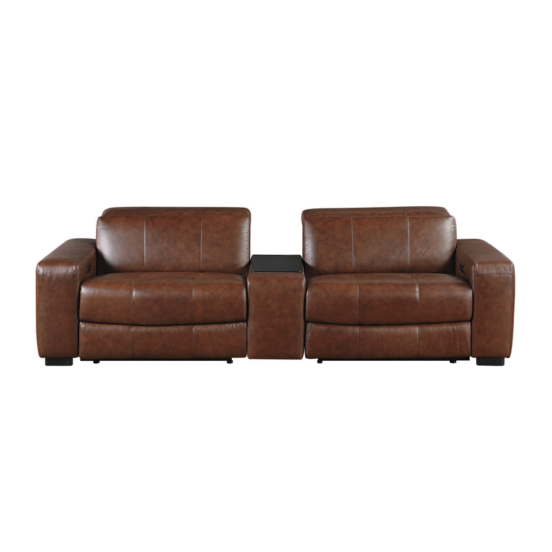 Sutton-(3)Power Double Reclining Love Seat with Center Console, Power Headrest and Charging Ports image