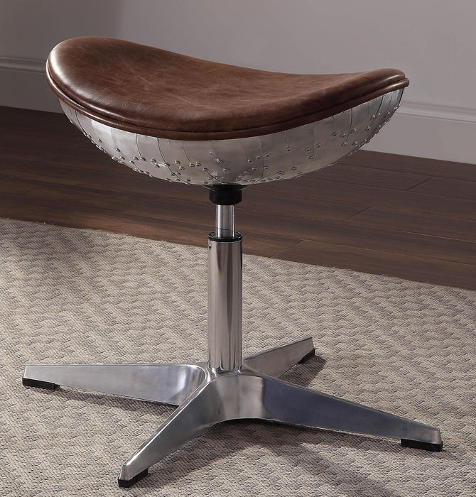 Brancaster Retro Brown Top Grain Leather & Aluminum Stool image