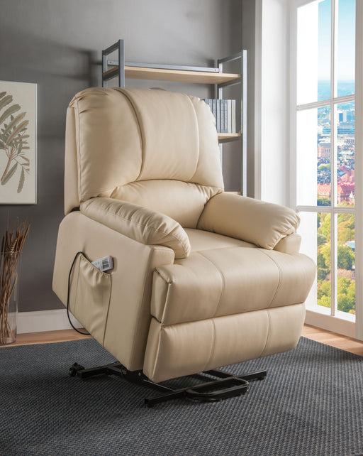 Ixora Beige PU Recliner w/Power Lift & Massage image