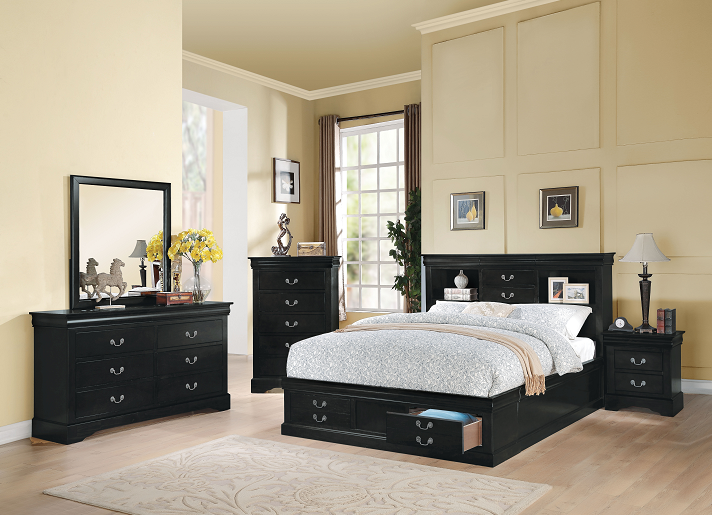 Louis Philippe III Black Queen Bed image