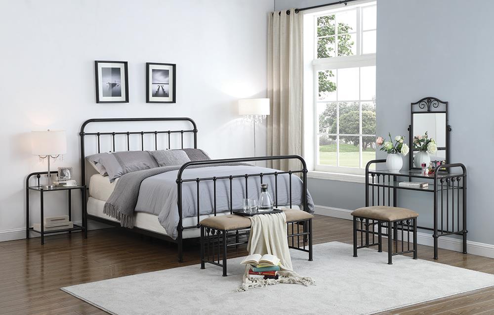 Livingston Queen Panel Metal Bed Dark Bronze