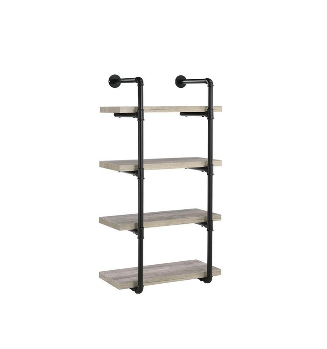 Elmcrest 24-inch Wall Shelf Black and Grey Driftwood - Home Gallery Furniture (NV)