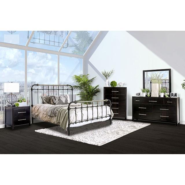 RIANA Antique Black Metal E.King, Full, Queen, & Twin Bed