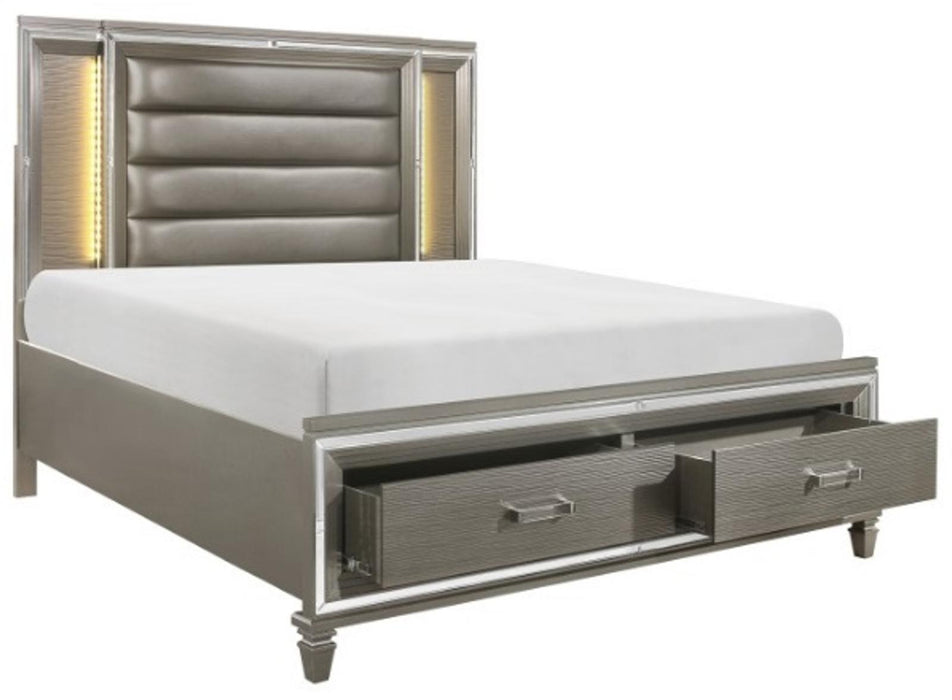 Tamsin King Upholstered Storage Bed in Silver Grey Metallic 1616K-1EK*