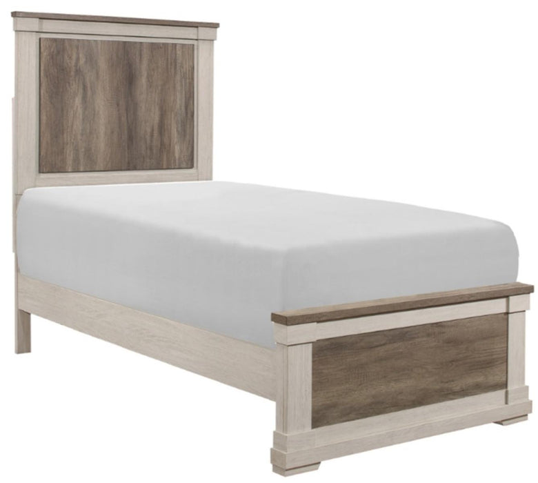 Arcadia Twin Panel Bed in White & Weathered Gray 1677T-1*