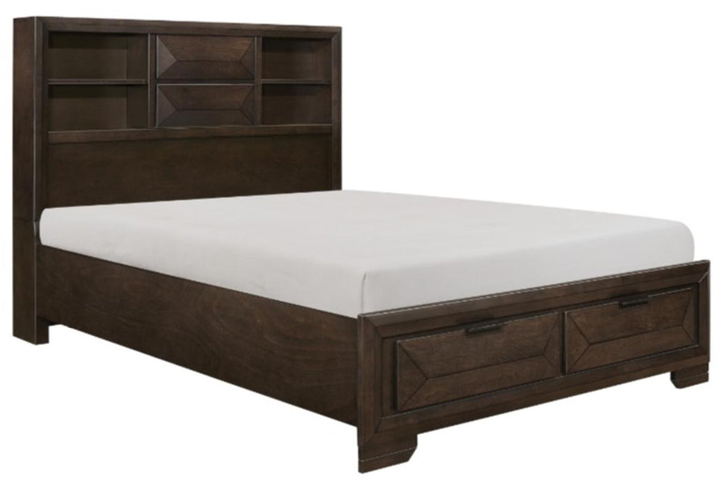 Chesky King Bookcase Bed with Footboard Storage in Warm Espresso 1753K-1EK*