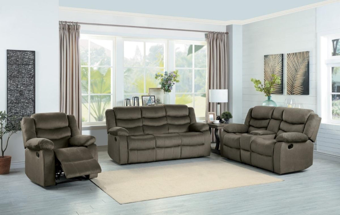 Discus Double Reclining Sofa in Brown 9526BR-3