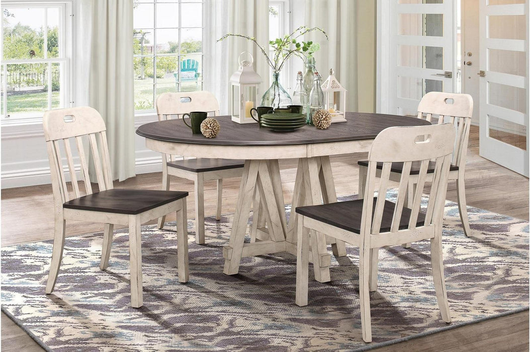 Clover Round Dining Table in White and Gray 5656-66*