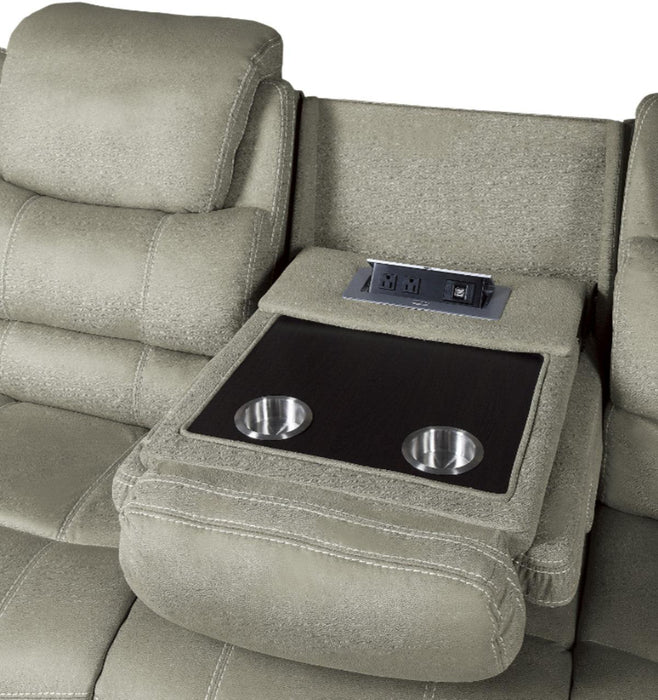 Shola Power Double Reclining Sofa in Gray