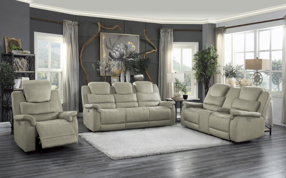 Shola Power Double Reclining Sofa in Gray