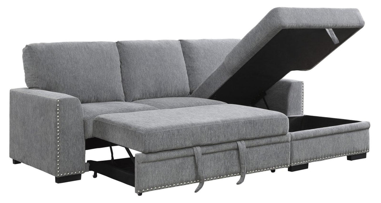 Morelia 2pc Sectional with Pull Out Bed and Right Chaise in Dark Gray 9468DG*2RC2L