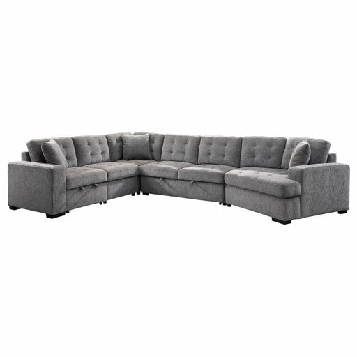 9401GRY*42LRU - (4)4-Piece Sectional with Pull-out Bed and Pull-out Ottoman image