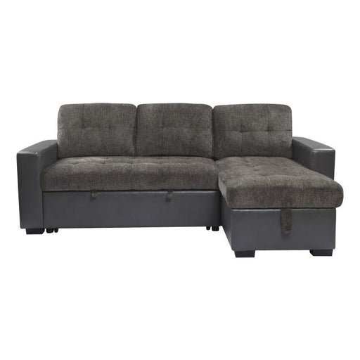 9540GY*SC - (2)2-Piece Reversible Sectional with Pull-out Bed and Hidden Storage image