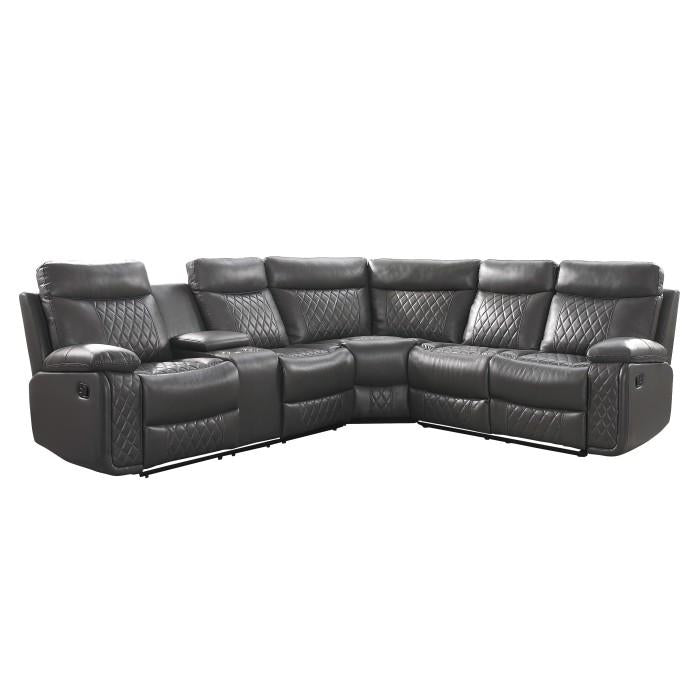 9599GRY*SC - (3)3-Piece Reclining Sectional with Left Console image