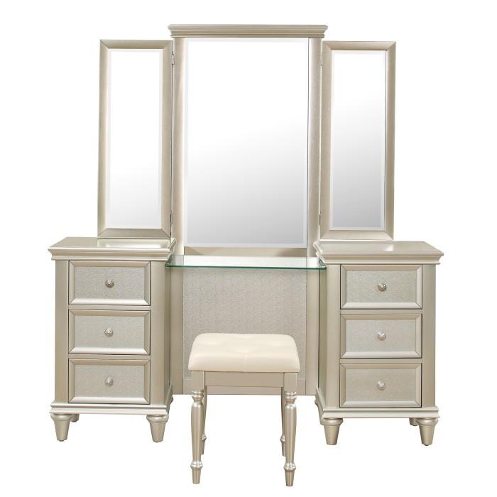 Celandine Vanity Dresser with Mirror in Silver 1928-15