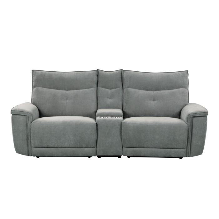 Tesoro Power Double Reclining Loveseat in Dark Gray 9509DG-2CNPWH