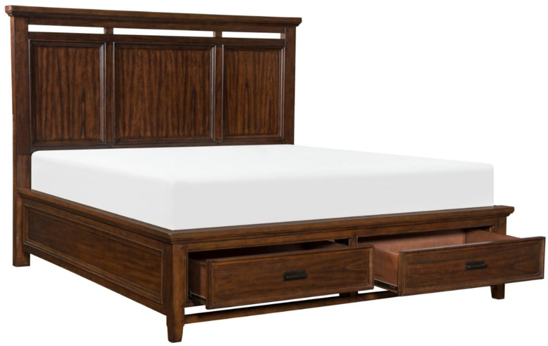 Frazier Queen Upholstered Storage Platform Bed in Dark Cherry 1649-1