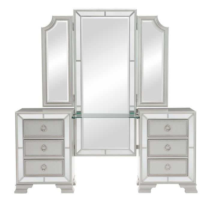 Avondale Vanity Dresser with Mirror in Silver 1646-15