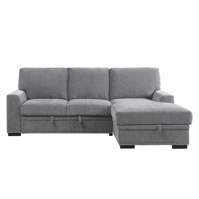 Morelia 2pc Sectional with Pull Out Bed and Right Chaise in Dark Gray 9468DG2RC2L