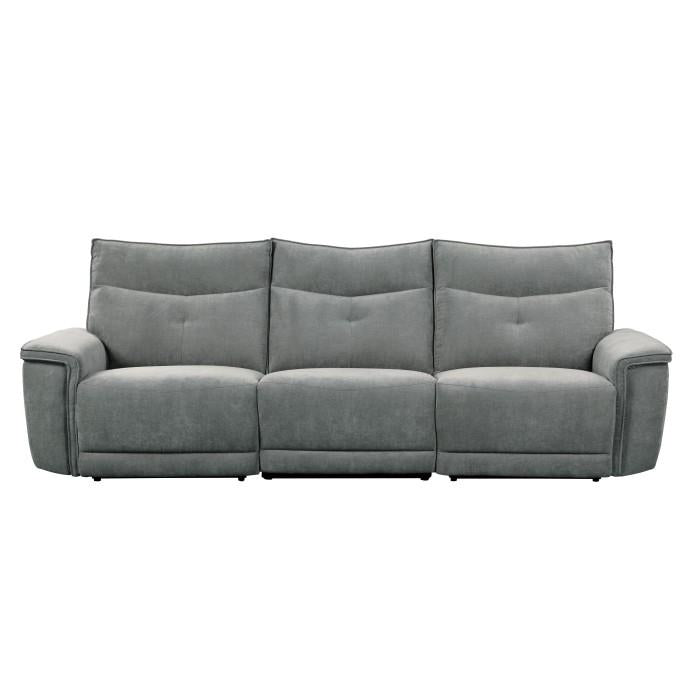 Tesoro Power Double Reclining Sofa w/ Power Headrests in Dark Gray 9509DG-3PWH