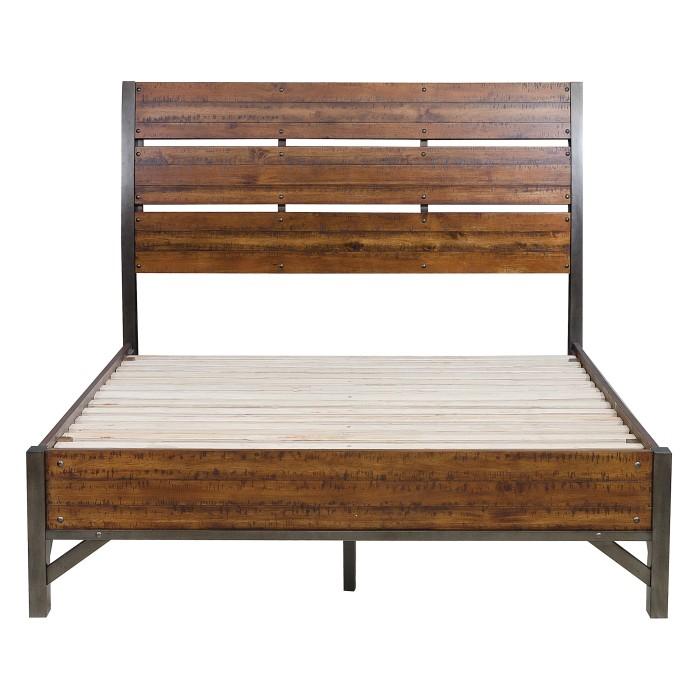 Holverson King Platform Bed in Rustic Brown & Gunmetal 1715K-1EK