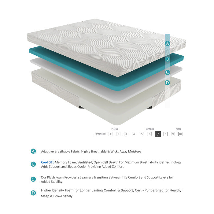 MT-G10T - 10" Twin Gel-Infused Memory Foam Mattress