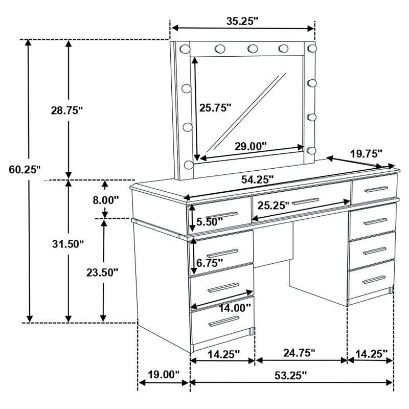 Felicity Makeup Vanity Table with LED Mirror