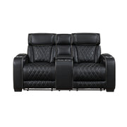 Fairway-Power Double Reclining Love Seat with Center Console, Power Headrests, Storage Arms(Top and Side), Cup holders, Charging Ports and LED lighting image