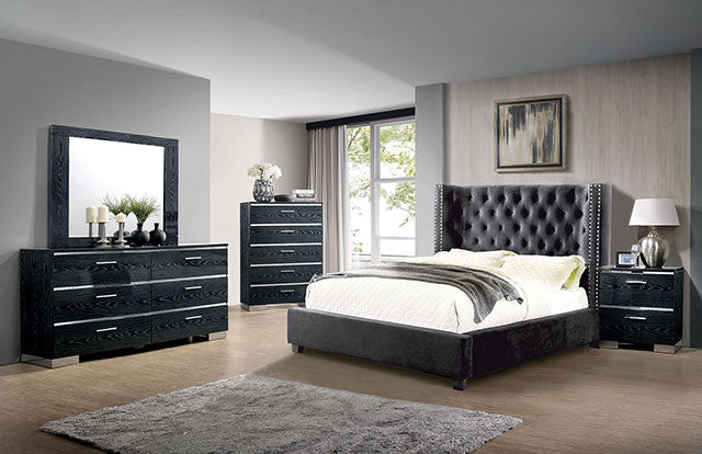 Cayla Cal.King, E.King, & Queen Bed Silver & Grey